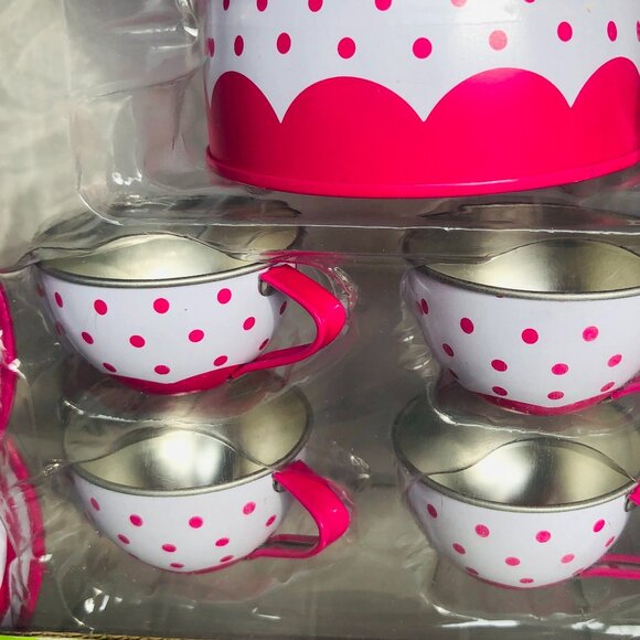 Alex Lots of Dots Tin Tea Set 15 Pcs New in Box For Age 3+ - Picture 9 of 15